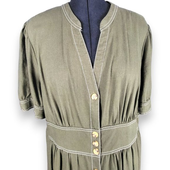 WHO WHAT WEAR Linen Blend Button Front Dress 2XL - Picture 5 of 5